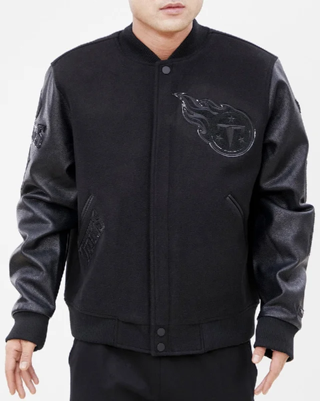 Elegant And Charming NFL TENNESSEE TITANS TRIPLE TRIPLE BLACK WOOL MEN'S VARSITY JACKET (TRIPLE BLACK)