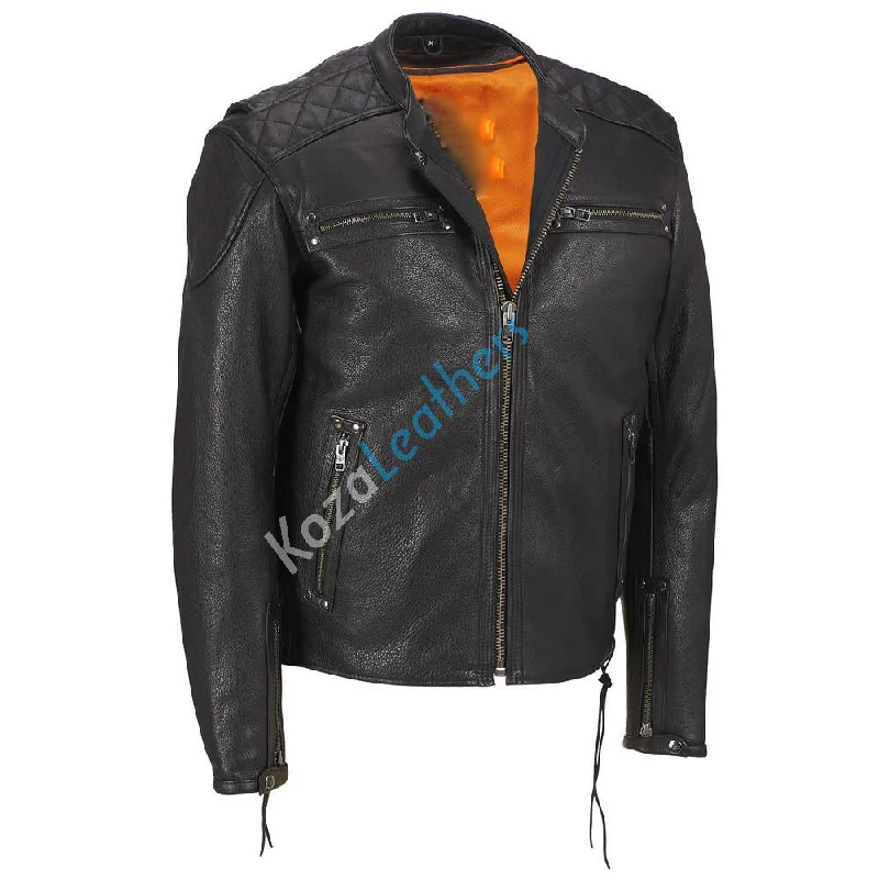 Classic Color Men Real Lambskin Motorcycle Leather Biker Jacket KM186