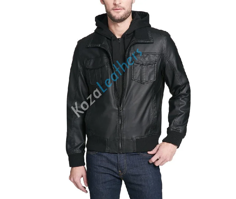 Fashion Style Men Real Lambskin Motorcycle Leather Biker Jacket KM217