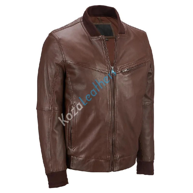 Artistic Temperament Men Real Lambskin Motorcycle Leather Biker Jacket KM184
