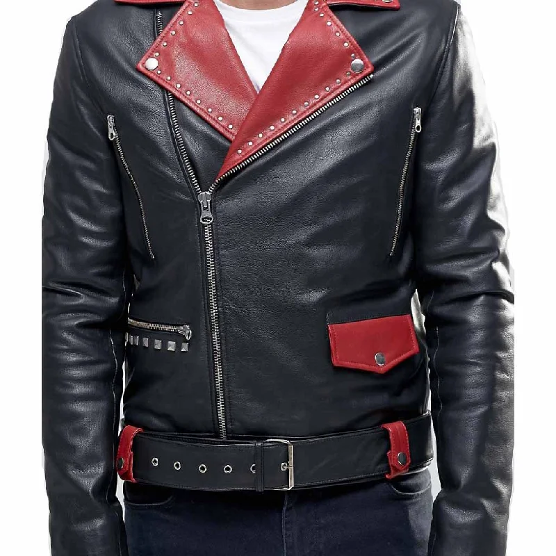 Casual Chic Wear Men Real Lambskin Motorcycle Leather Biker Jacket KM312