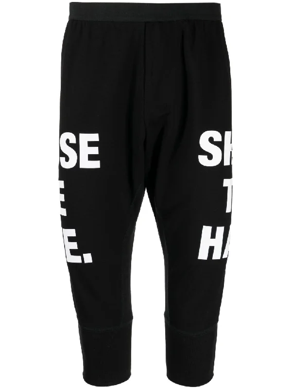 Fashion Innovation Slogan-Print Drop-Crotch Shorts