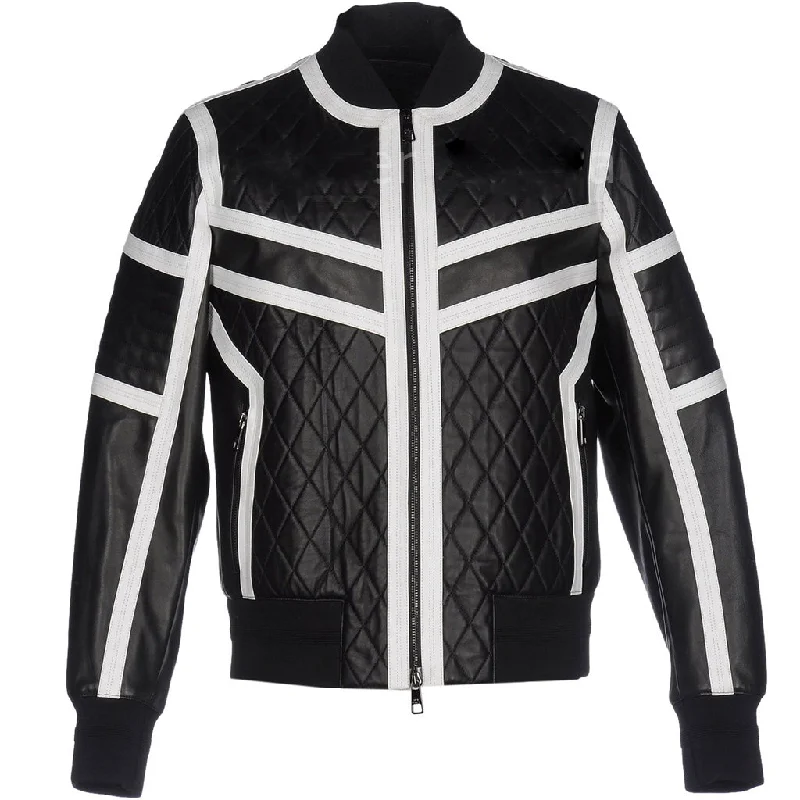 Relaxed Wear Men Real Lambskin Motorcycle Leather Biker Jacket KM336