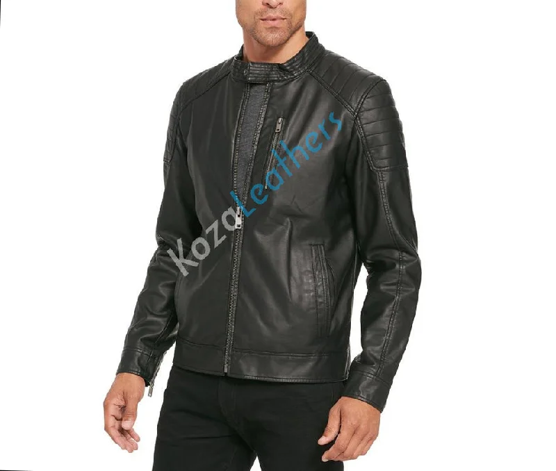 Sweet Style Men Real Lambskin Motorcycle Leather Biker Jacket KM211