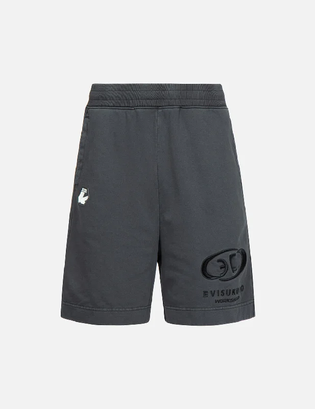 Fashion Design Seagull and Logo Embroidery Garment-dyed Sweat Shorts