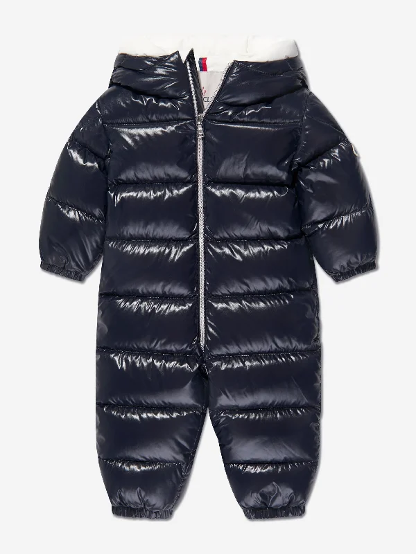Elegant Casuals Moncler Enfant Baby Down Padded Samian Snowsuit in Navy