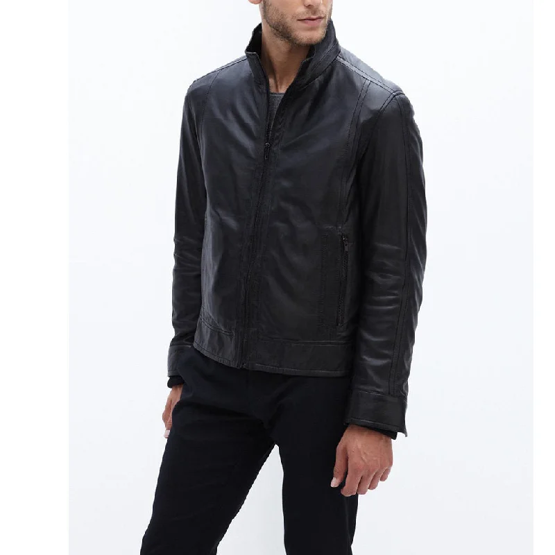 Cozy Fit Wear Men Real Lambskin Motorcycle Leather Biker Jacket KM314