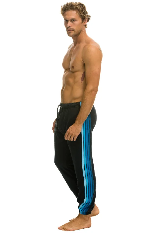 Noble And Elegant 5 STRIPE SWEATPANTS - CHARCOAL // BLUE