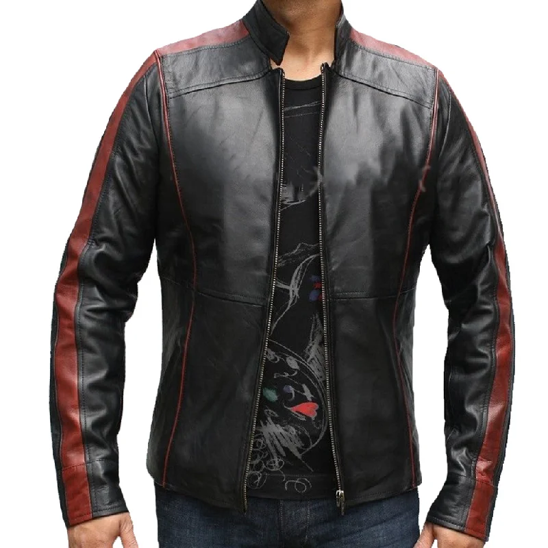 Soft Style Men Real Lambskin Motorcycle Leather Biker Jacket KM319