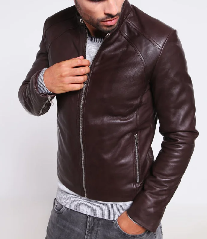Designer Style Men Real Lambskin Motorcycle Leather Biker Jacket KM238