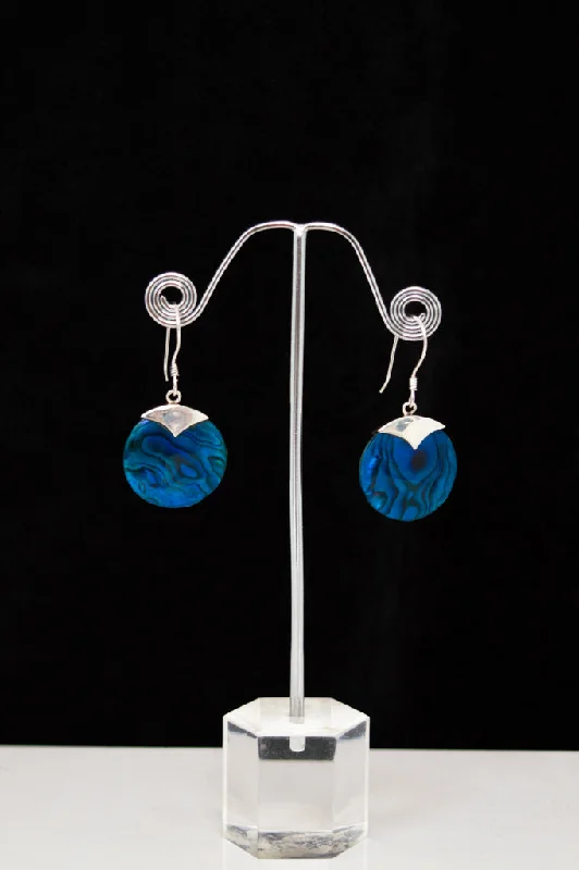 Sports Series Round Blue Shell Earrings - 0019