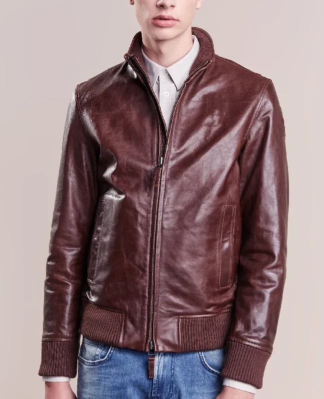 Cozy Street Style Men Real Lambskin Motorcycle Leather Biker Jacket KM265