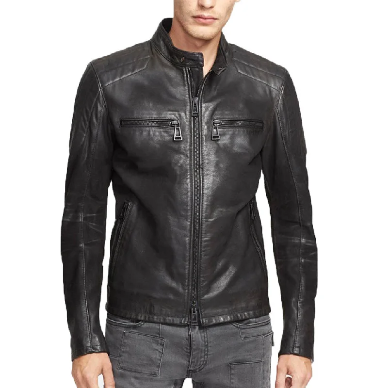 Luxe Comfort Men Real Lambskin Motorcycle Leather Biker Jacket KM334
