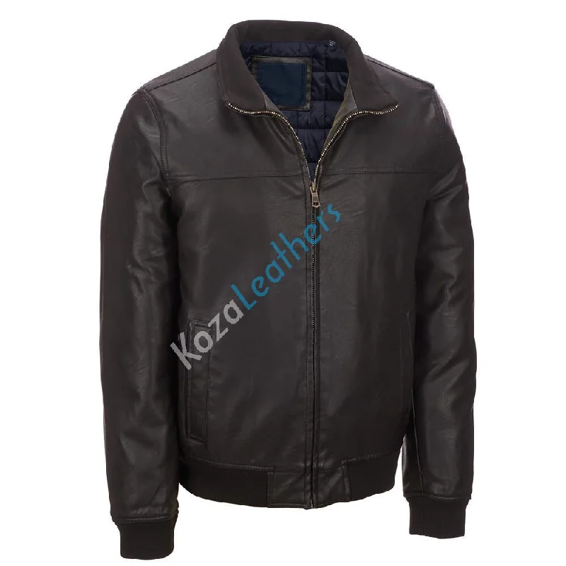 Embroidered Letters Men Real Lambskin Motorcycle Leather Biker Jacket KM223