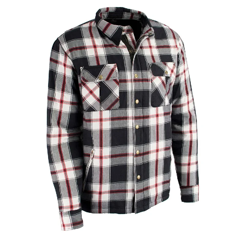 Casual Chic Outfits Milwaukee Leather MPM1635 Men's Plaid Flannel Biker Shirt with CE Approved Armor - Reinforced w/ Aramid Fiber