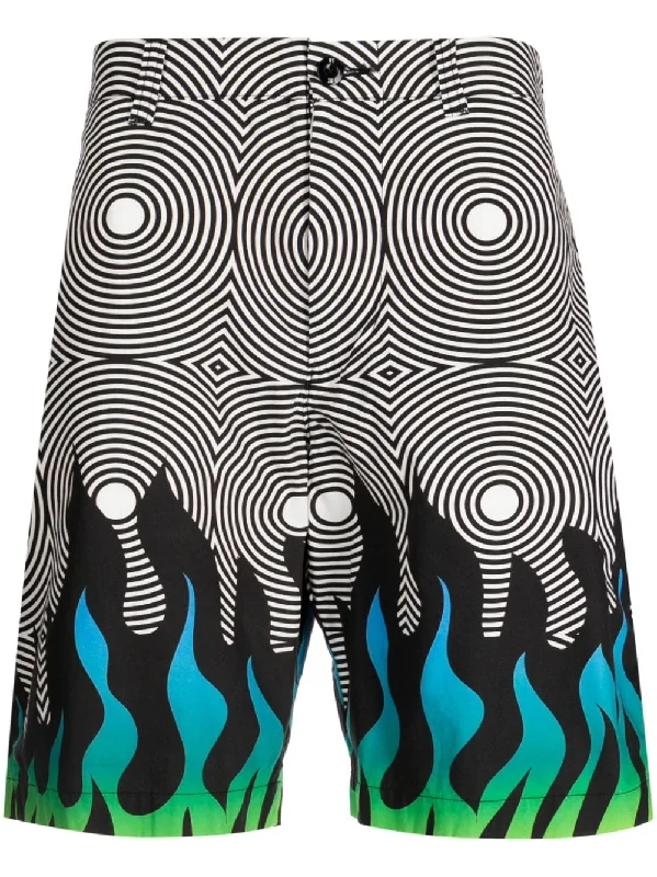 Modern Tailoring Abstract-Pattern Cotton Chino Shorts