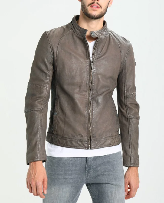 Moisture wicking Men Real Lambskin Motorcycle Leather Biker Jacket KM262