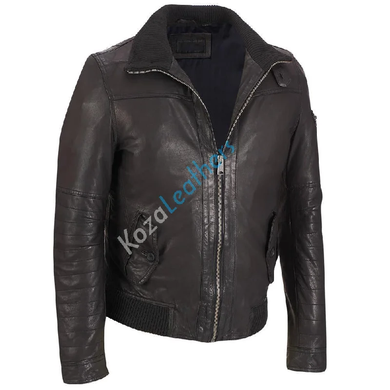 Modern Tailoring Men Real Lambskin Motorcycle Leather Biker Jacket KM197