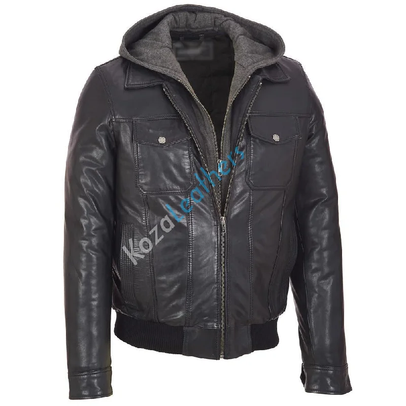 Minimal Classic Men Real Lambskin Motorcycle Leather Biker Jacket KM164