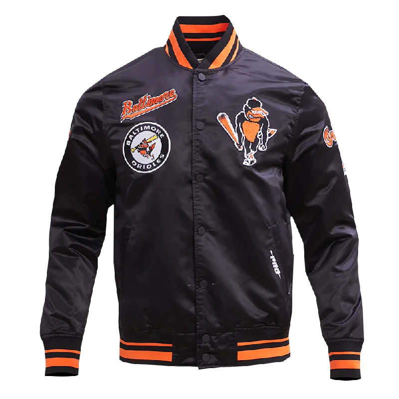 Trendy Dresses MLB BALTIMORE ORIOLES RETRO CLASSIC MEN'S RIB SATIN JACKET (BLACK/ORANGE)