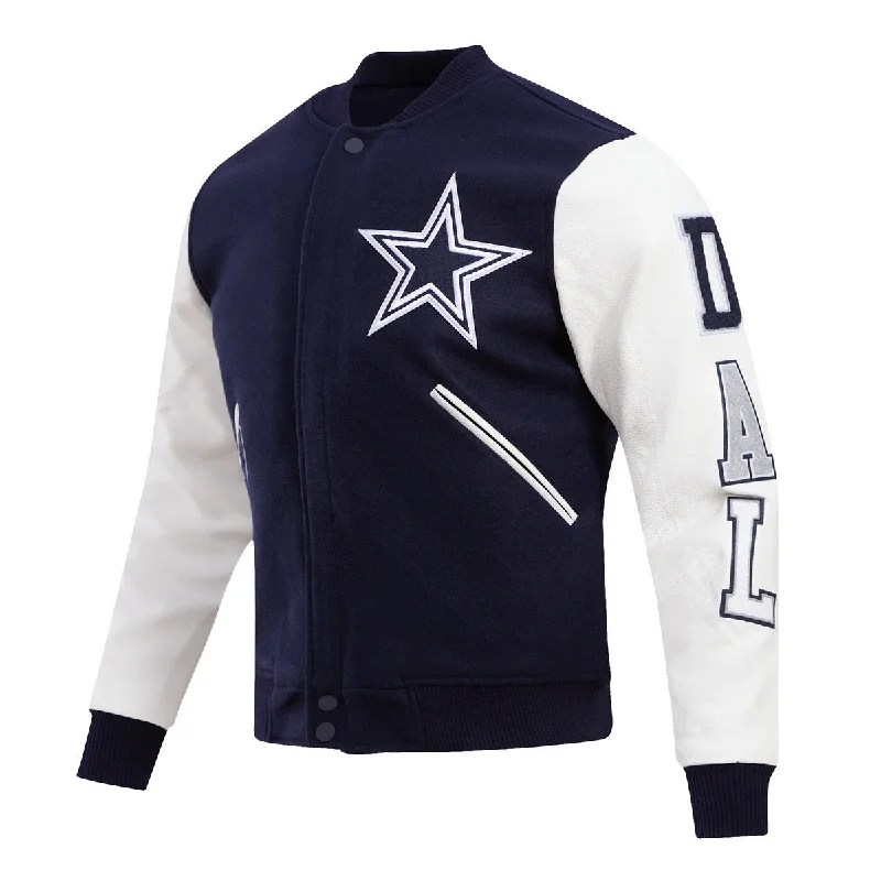 Exquisite Design NFL DALLAS COWBOYS CLASSIC WOOL MEN'S VARSITY JACKET (MIDNIGHT NAVY/WHITE)