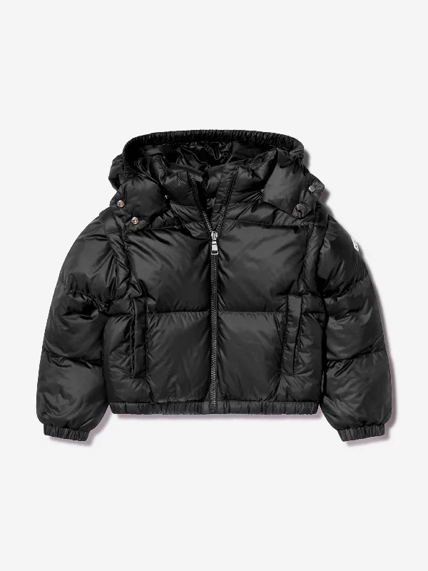 Windbreaker fashion Moncler Enfant Girls Down Padded Vanya Jacket in Black