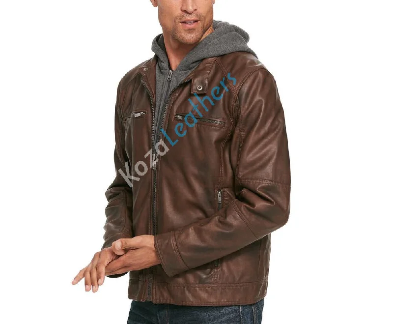 Exclusive Customization Men Real Lambskin Motorcycle Leather Biker Jacket KM214