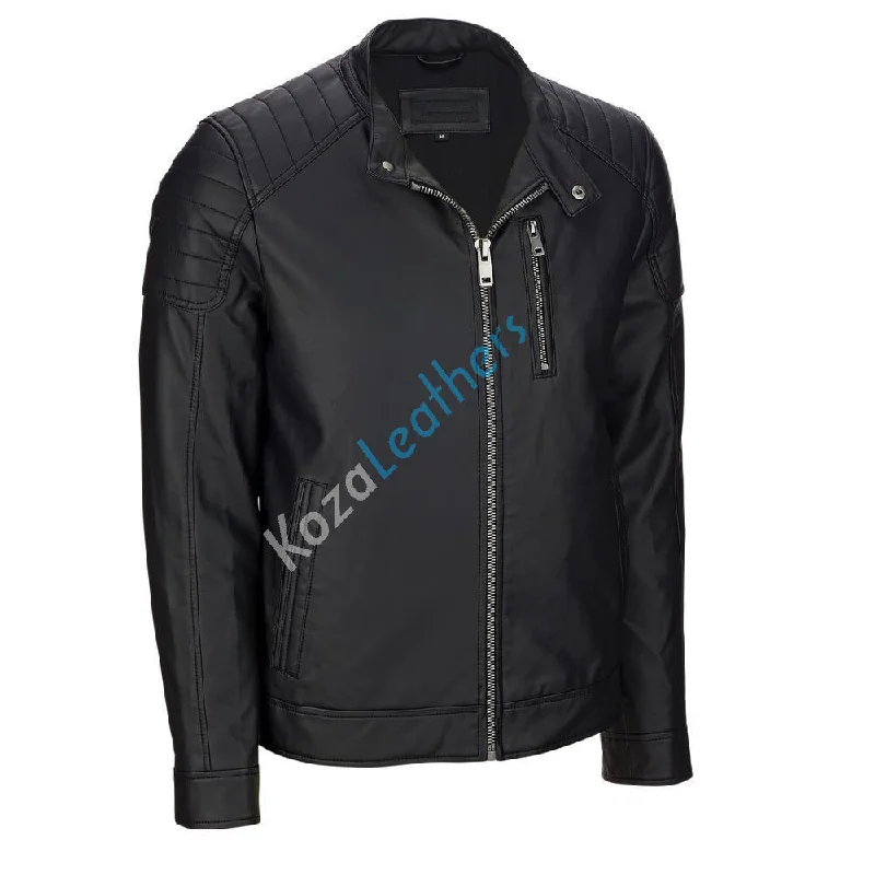 Urban Sense Men Real Lambskin Motorcycle Leather Biker Jacket KM218