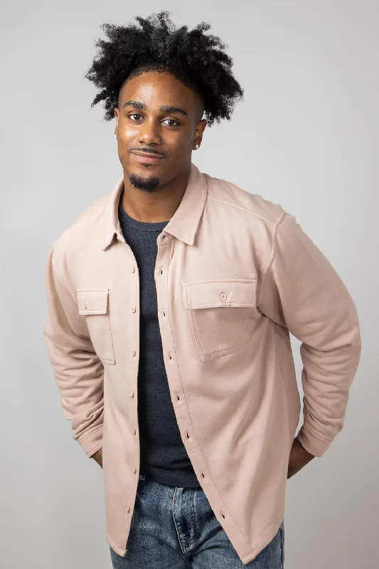Effortless Wear Simply Southern Shacket for Men in Camel | PP-0224-MN-SHKT-KNIT-CAMEL