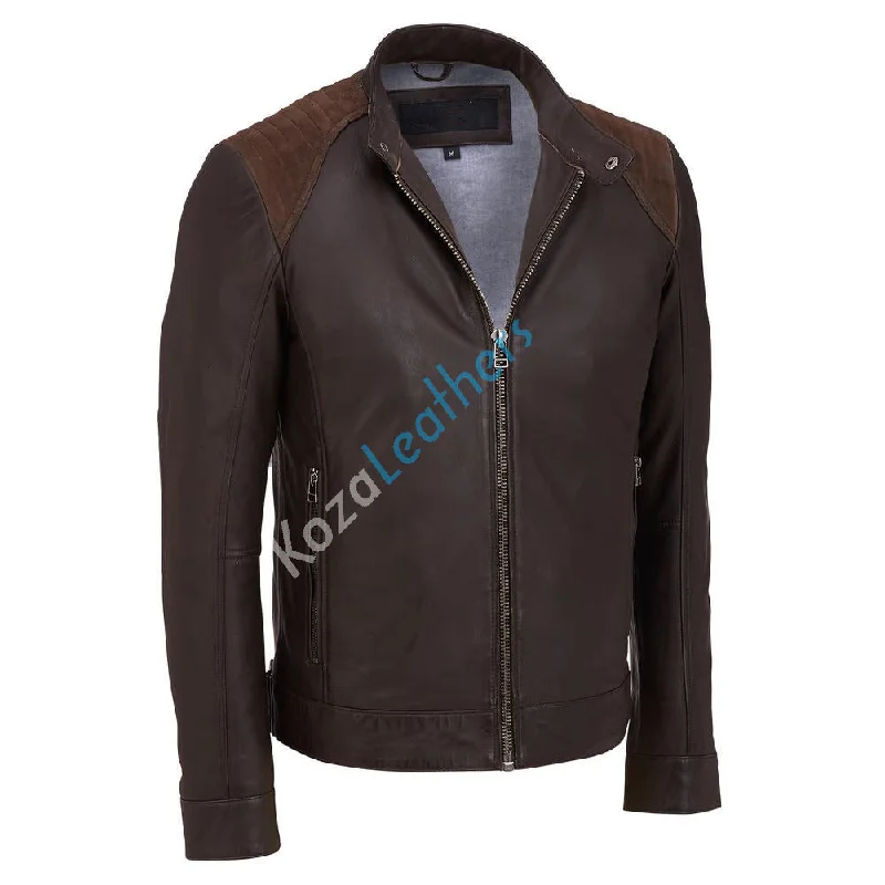 High-end Customization Men Real Lambskin Motorcycle Leather Biker Jacket KM173