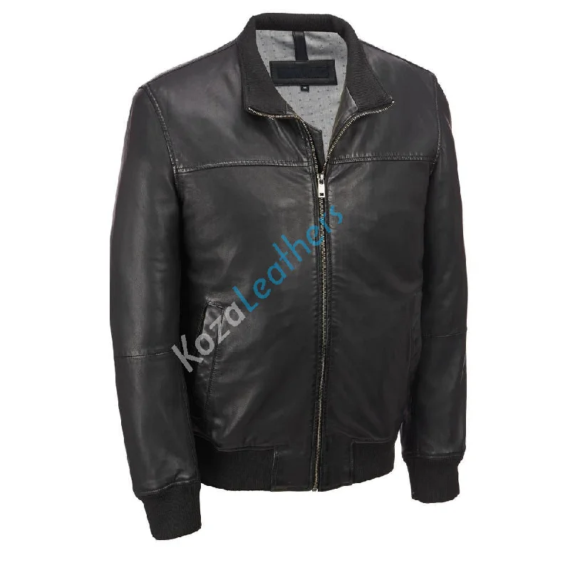 Cute Design Men Real Lambskin Motorcycle Leather Biker Jacket KM188