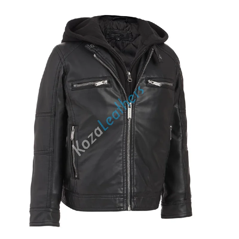 Exquisite Fabrics Men Real Lambskin Motorcycle Leather Biker Jacket KM220