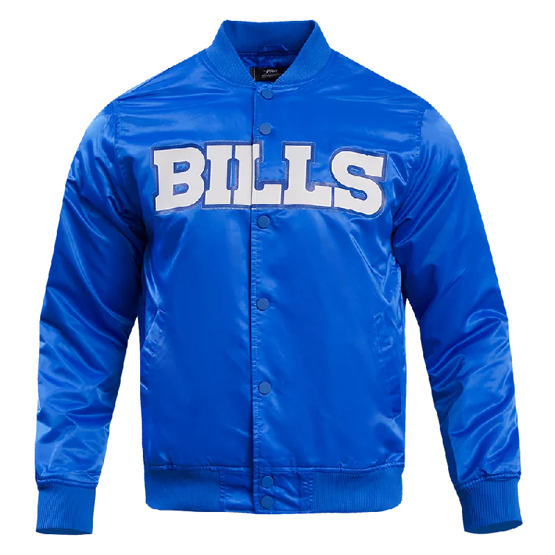 Simple Looks NFL BUFFALO BILLS BIG LOGO NO FILL MEN'S SATIN JACKET (ROYAL BLUE)
