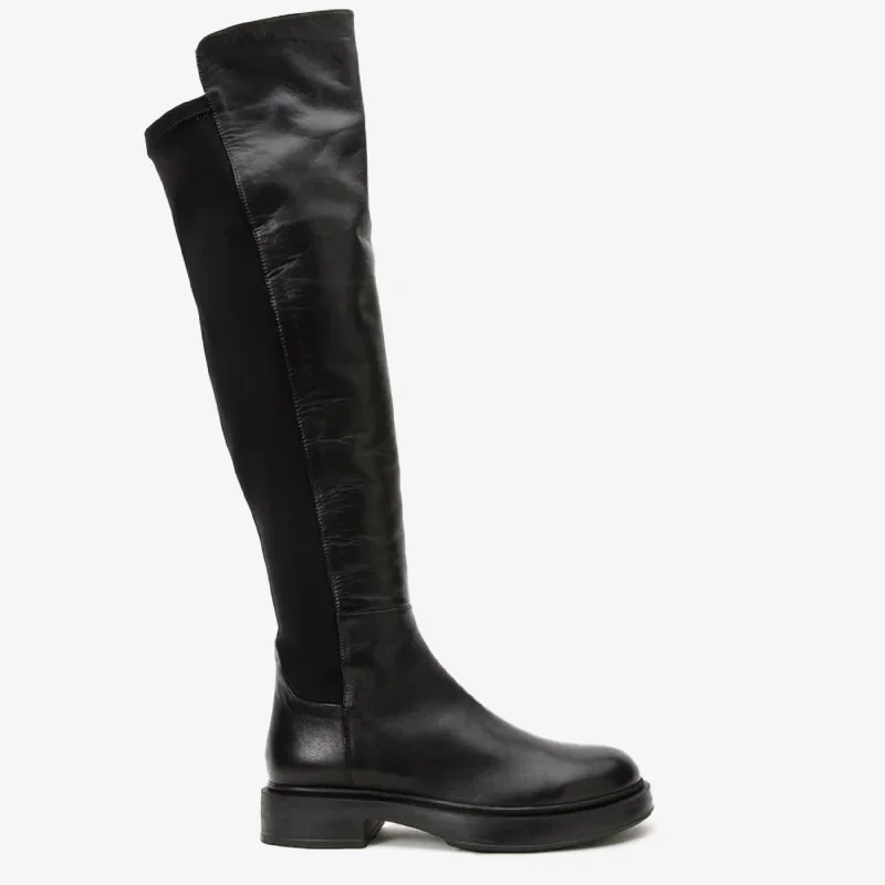 Breathable Comfort The Harmony Belle Black Leather Knee High Women Boot