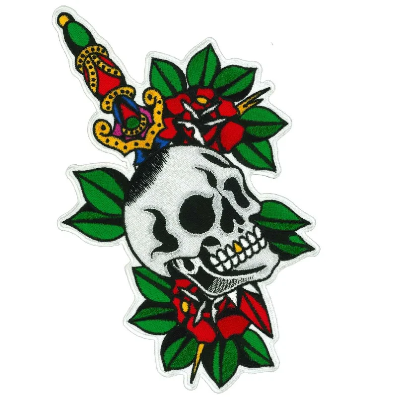 Cozy Outerwear Hot Leathers Skull Dagger and Roses 8" Patch PPQ2008