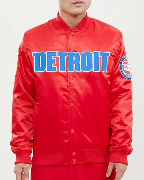 Breathable Style NBA DETROIT PISTONS WORDMARK MEN'S SATIN JACKET (RED)