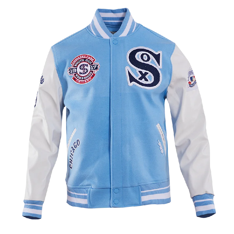 Design And Tailoring MLB CHICAGO WHITE SOX RETRO CLASSIC MEN'S RIB WOOL VARSITY JACKET (UNIVERSITY BLUE/WHITE)