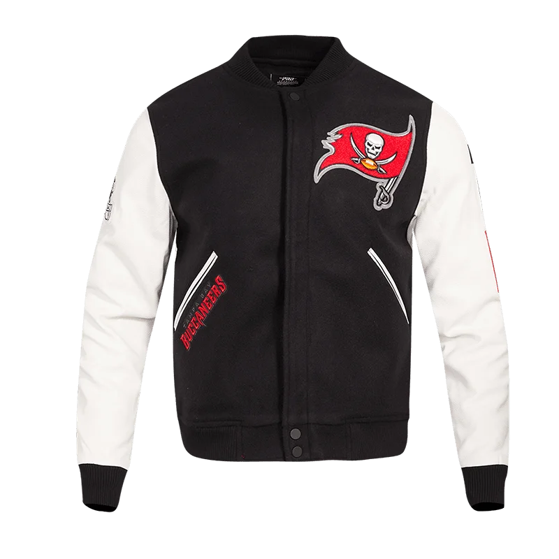 Modern Tailoring NFL TAMPA BAY BUCCANEERS CLASSIC WOOL MEN'S VARSITY JACKET (BLACK/WHITE)