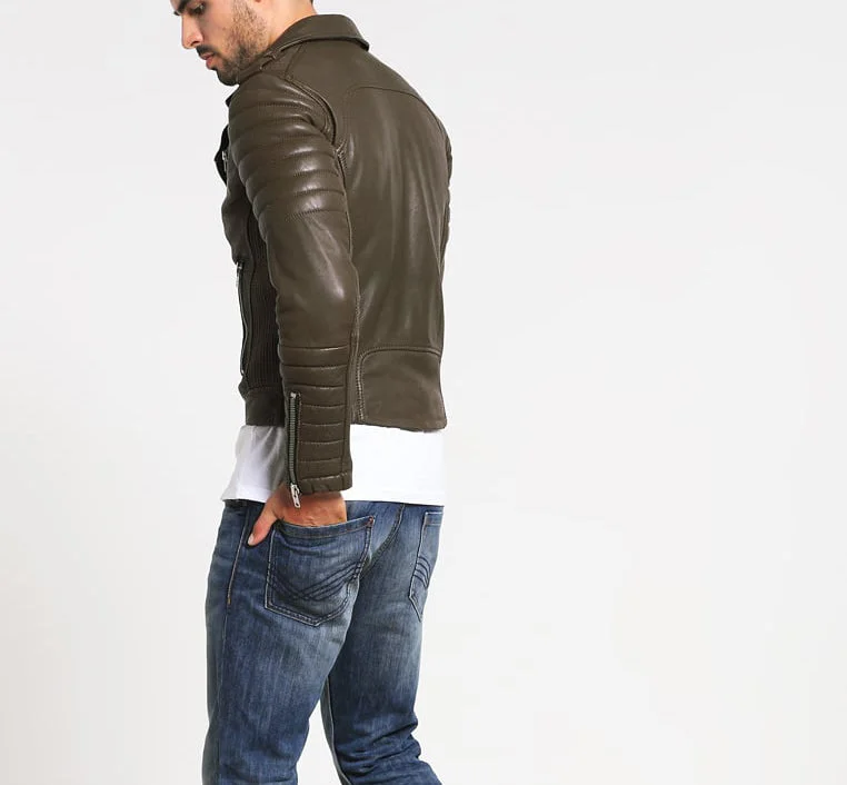 Soft Casuals Men Real Lambskin Motorcycle Leather Biker Jacket KM287