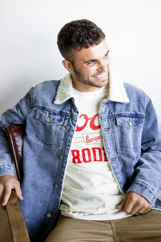 Casual Fit Denim Sherpa Lined Trucker Jacket for Men | 6JK6001M-LTBLUEDENIM