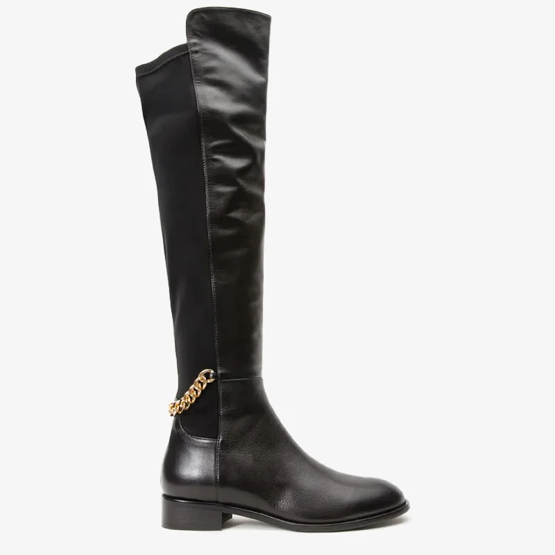 Cozy Layers The Tallin Black Leather Knee High Women Boot