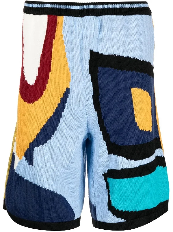 Elegant Series Abstract-Print Knitted Shorts