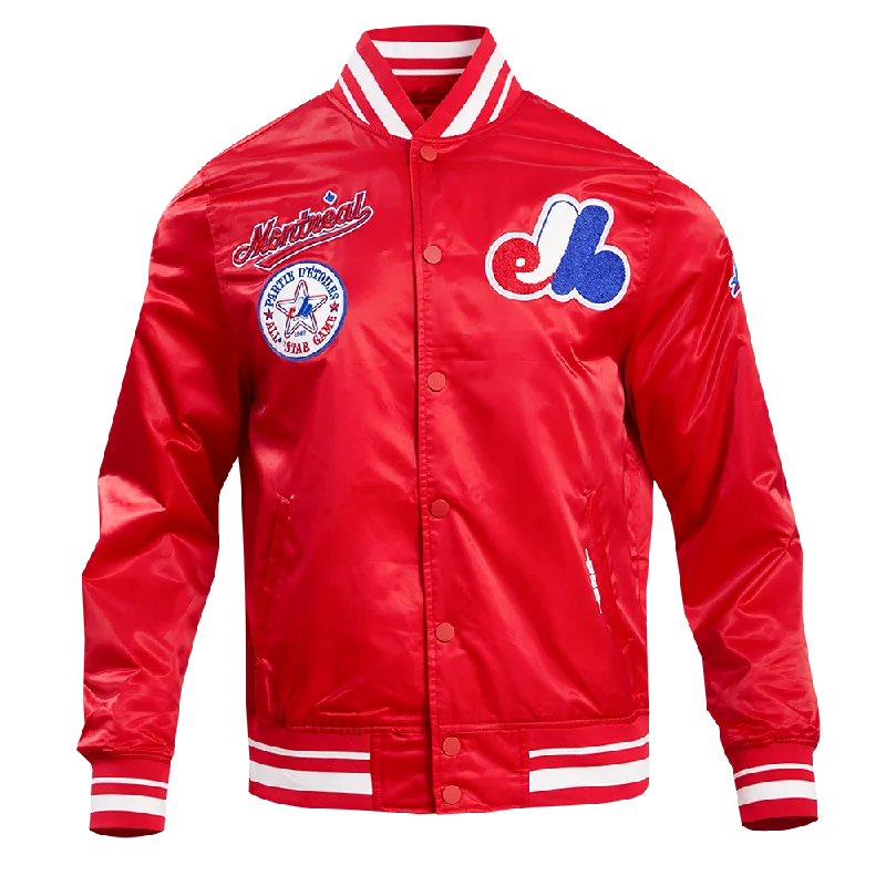 Easygoing Style MLB MONTREAL EXPOS RETRO CLASSIC MEN'S RIB SATIN JACKET (RED)