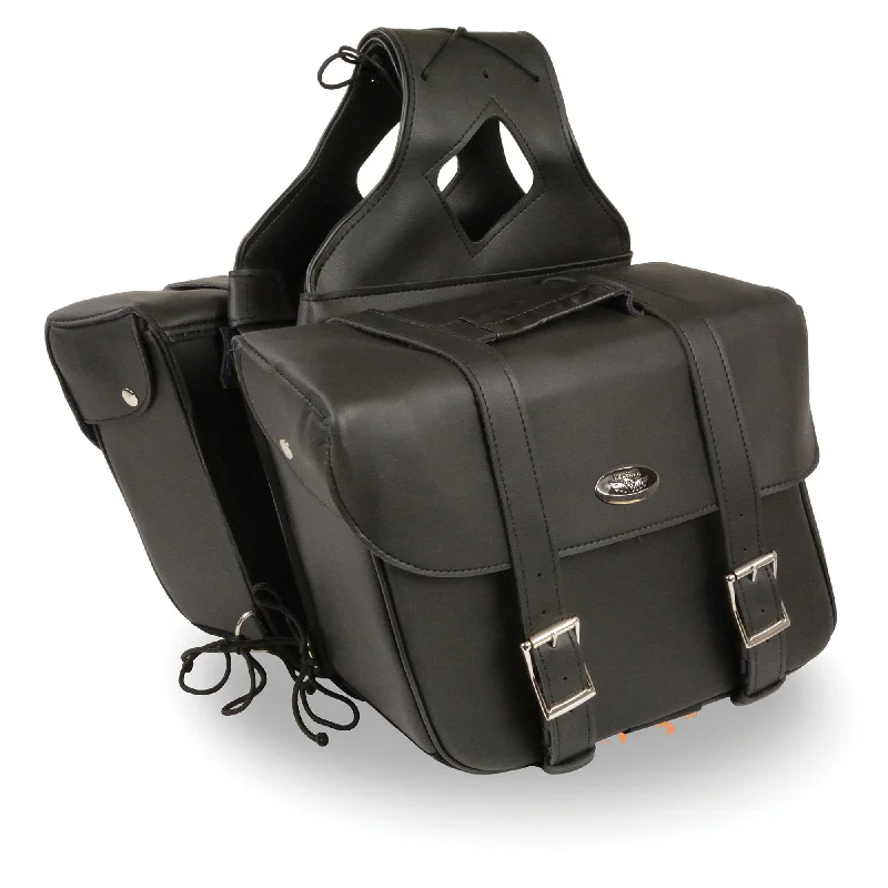 Sports Design Milwaukee Leather SH580ZB Black Large Zip-Off PVC Slanted Throw Over Motorcycle Saddlebags