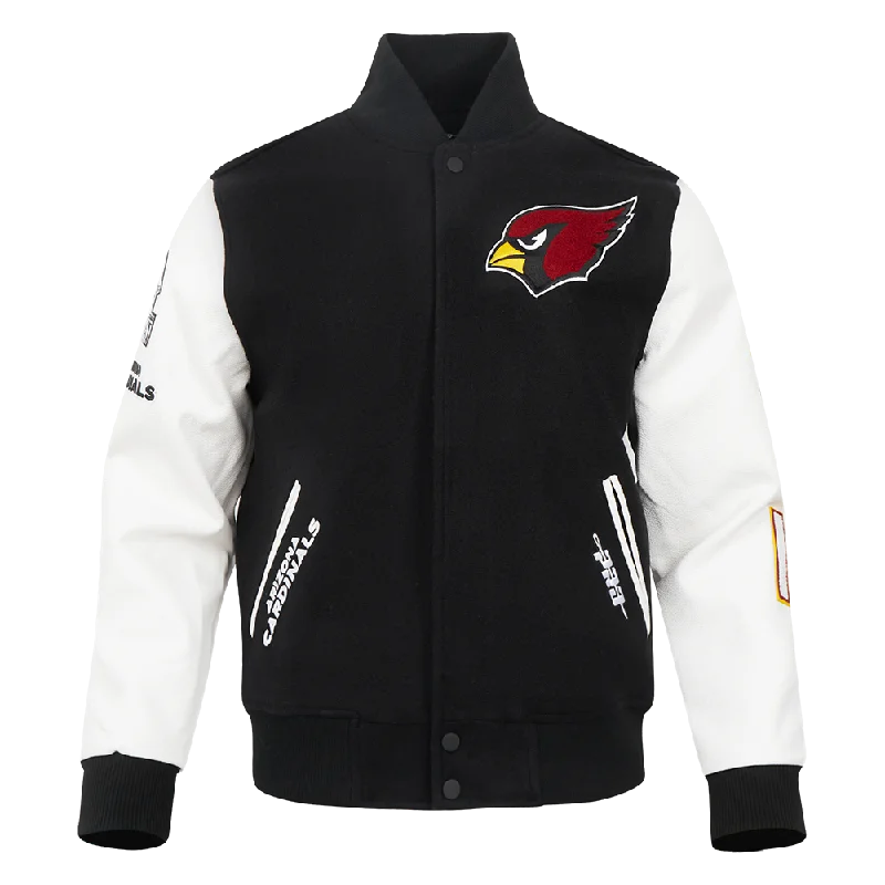 Soft Style NFL ARIZONA CARDINALS CLASSIC MEN'S WOOL VARSITY JACKET (BLACK/WHITE)