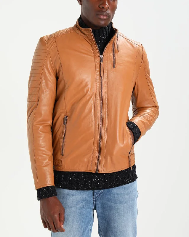 Soft Tops Men Real Lambskin Motorcycle Leather Biker Jacket KM280
