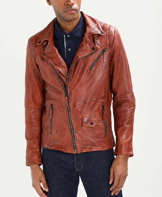 Easygoing Outfits Men Real Lambskin Motorcycle Leather Biker Jacket KM264
