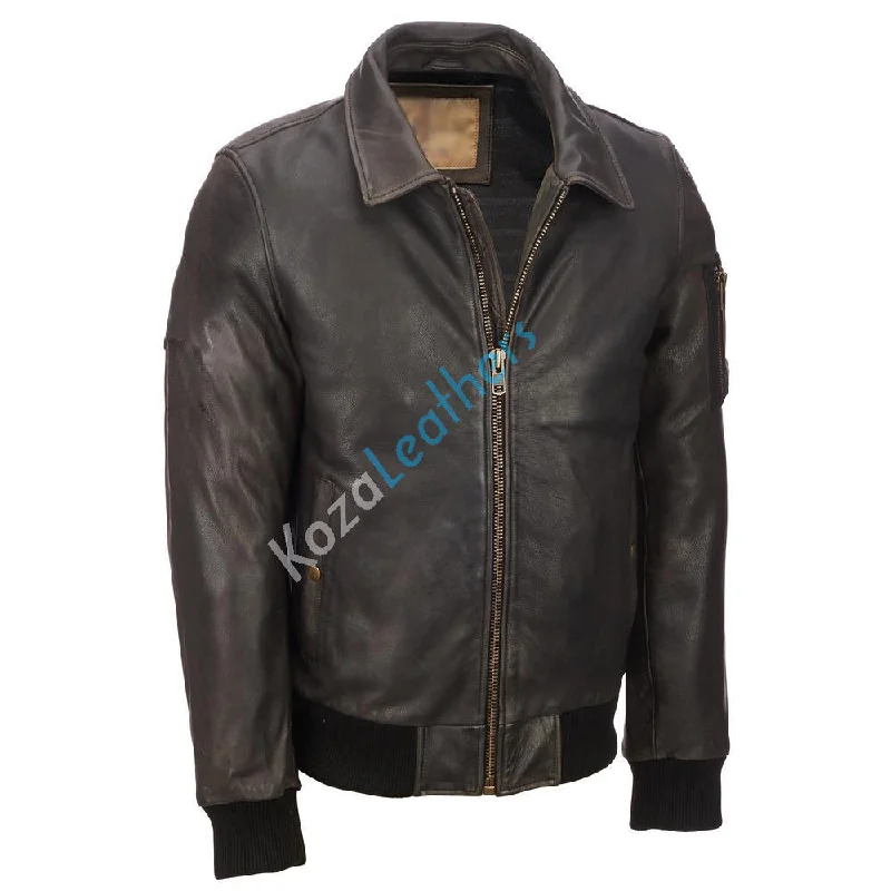 Must-have For Fashion Men Real Lambskin Motorcycle Leather Biker Jacket KM185