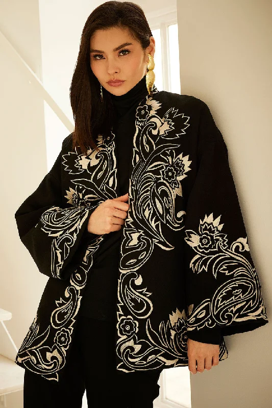 Timeless Outfits Felt Embroidered Coat