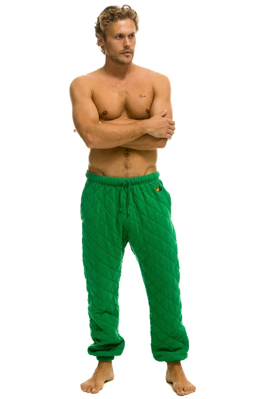 Loose Fit QUILTED SWEATPANTS - KELLY GREEN